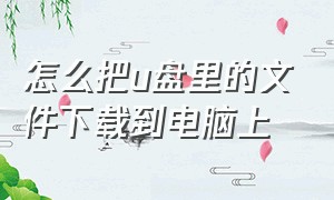 怎么把u盘里的文件下载到电脑上