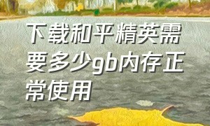 下载和平精英需要多少gb内存正常使用