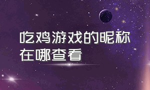 吃鸡游戏的昵称在哪查看