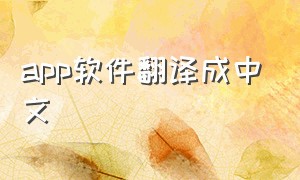 app软件翻译成中文（英文app怎么翻译成中文版）