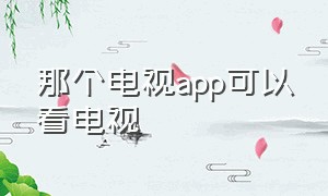 那个电视app可以看电视