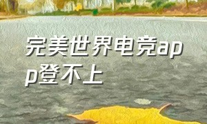 完美世界电竞app登不上