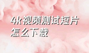 4k视频测试短片怎么下载