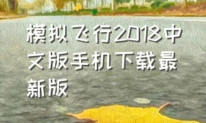 模拟飞行2018中文版手机下载最新版（模拟飞行苹果手机版下载中文版）