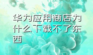 华为应用商店为什么下载不了东西