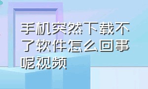 手机突然下载不了软件怎么回事呢视频