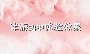 伴游app体验效果