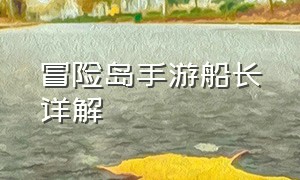 冒险岛手游船长详解