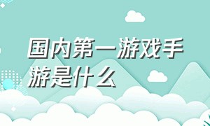 国内第一游戏手游是什么