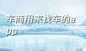 车商用来找车的app