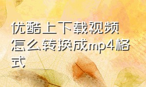 优酷上下载视频怎么转换成mp4格式