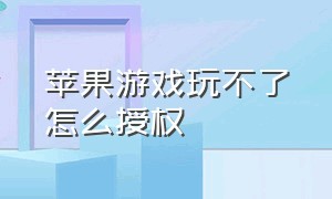 苹果游戏玩不了怎么授权