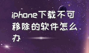 iphone下载不可移除的软件怎么办（iphone怎么下载不受信任的软件）