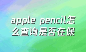 apple pencil怎么查询是否在保