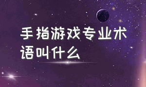 手指游戏专业术语叫什么（手指游戏幼儿）