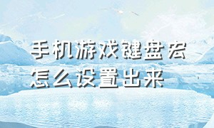 手机游戏键盘宏怎么设置出来