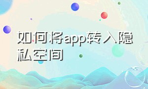 如何将app转入隐私空间