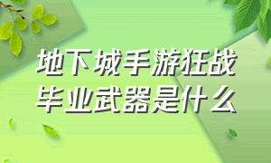 地下城手游狂战毕业武器是什么