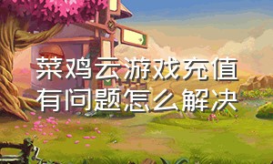 菜鸡云游戏充值有问题怎么解决