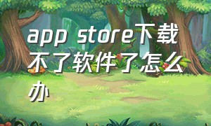 app store下载不了软件了怎么办