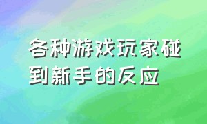 各种游戏玩家碰到新手的反应