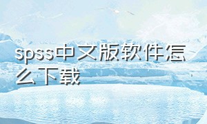 spss中文版软件怎么下载