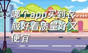 哪个app买到衣服好看质量好又便宜