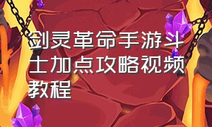 剑灵革命手游斗士加点攻略视频教程