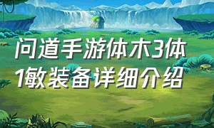 问道手游体木3体1敏装备详细介绍