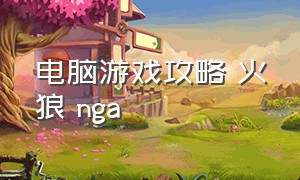 电脑游戏攻略 火狼 nga