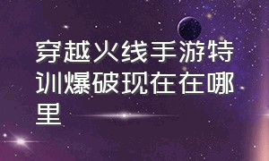 穿越火线手游特训爆破现在在哪里（手游穿越火线生存特训入口）