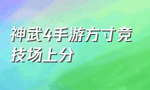 神武4手游方寸竞技场上分（神武4手游方寸加点和宝石搭配）