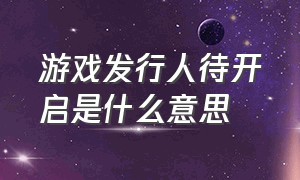 游戏发行人待开启是什么意思（游戏发行人设置私密了还有收益吗）