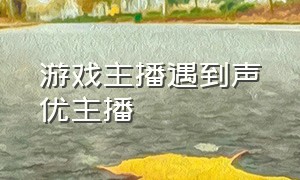 游戏主播遇到声优主播