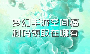 梦幻手游空间福利码领取在哪看