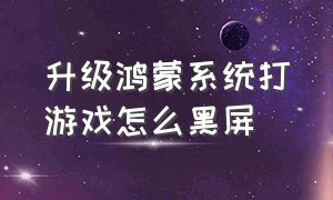 升级鸿蒙系统打游戏怎么黑屏