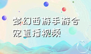 梦幻西游手游合宠直播视频（梦幻西游手游官方官网）