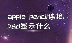 apple pencil连接ipad显示什么