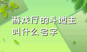 游戏厅的斗地主叫什么名字