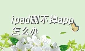 ipad删不掉app怎么办