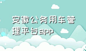 安徽公务用车管理平台app