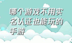 哪个游戏不用实名认证也能玩的手游（十款不需要认证实名的手机游戏）