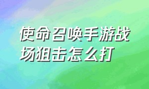 使命召唤手游战场狙击怎么打（使命召唤手游使命战场武器推荐）