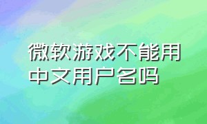 微软游戏不能用中文用户名吗