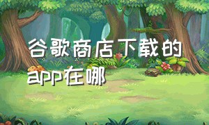 谷歌商店下载的app在哪