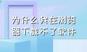 为什么我在浏览器下载不了软件