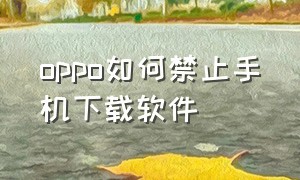 oppo如何禁止手机下载软件