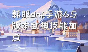 韩服dnf手游65版本武神技能加点