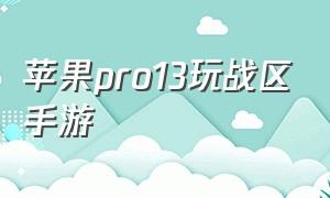 苹果pro13玩战区手游（苹果13promax打战区手游）