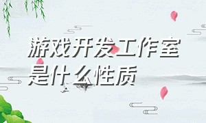 游戏开发工作室是什么性质